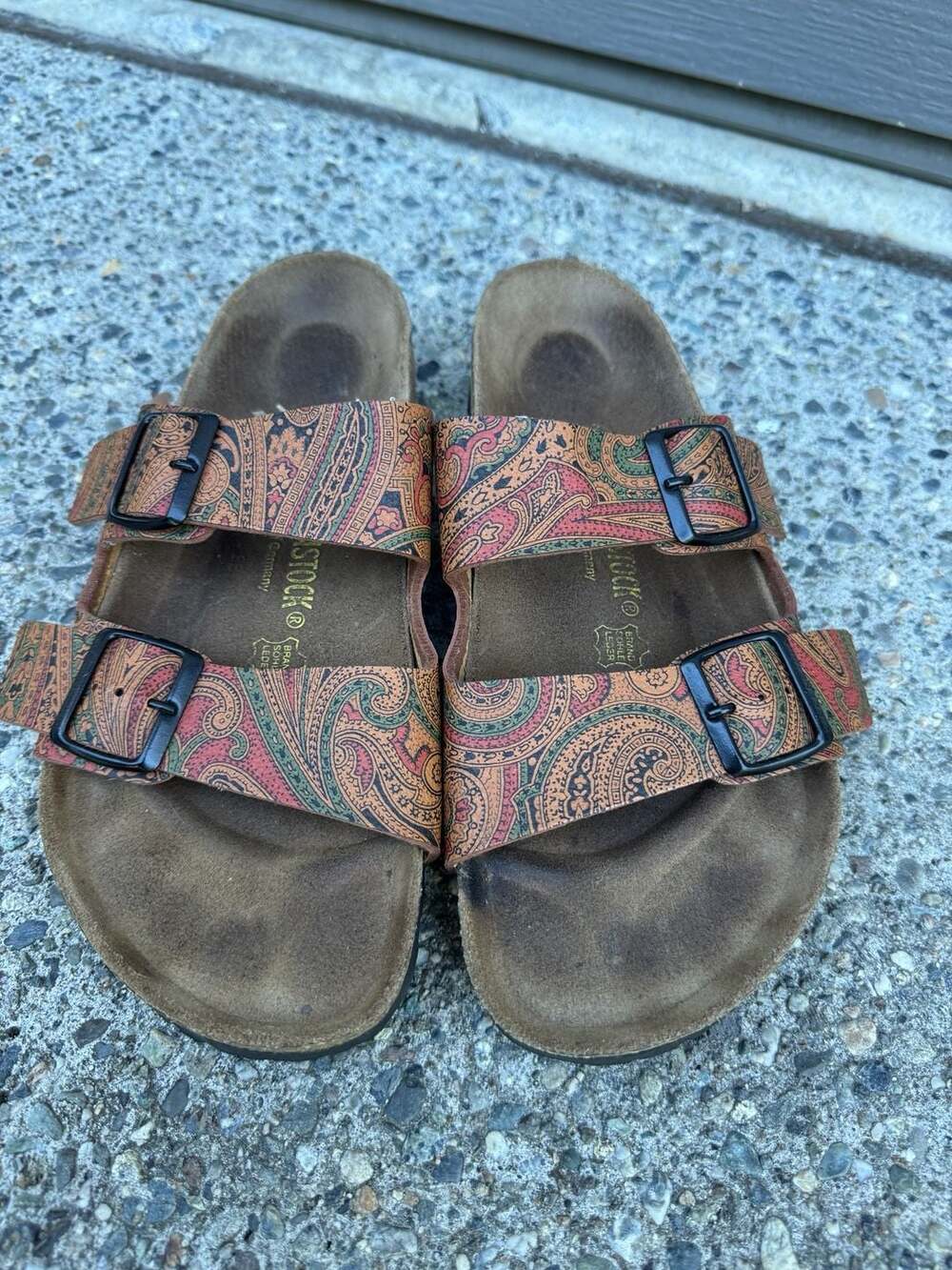 Birkenstock Arizona Two-Strap Sandals Paisley Print Leather Size 40